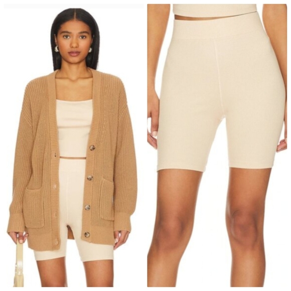 Eberjey Pants - New Eberjey Rib Stretch Pima Cotton Oat Bike Shorts Medium NWT